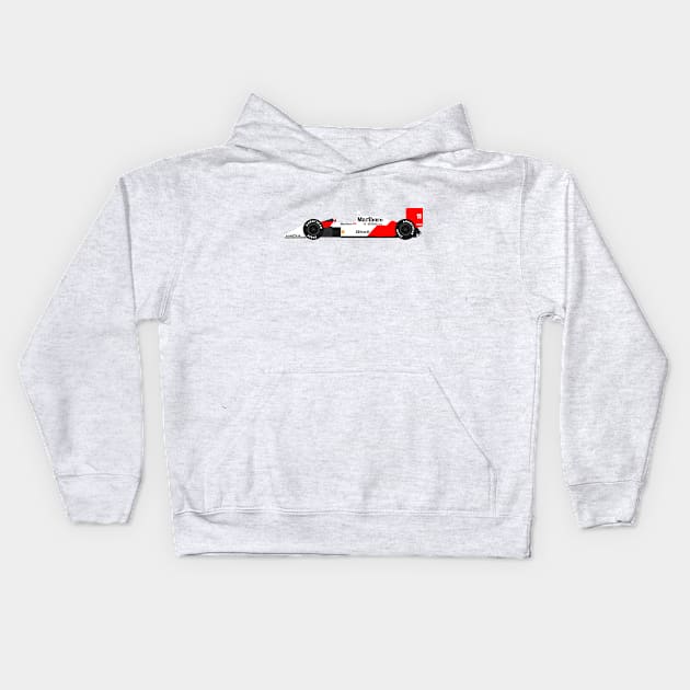 McLaren MP4/4 F1 Alain Prost Kids Hoodie by s.elaaboudi@gmail.com